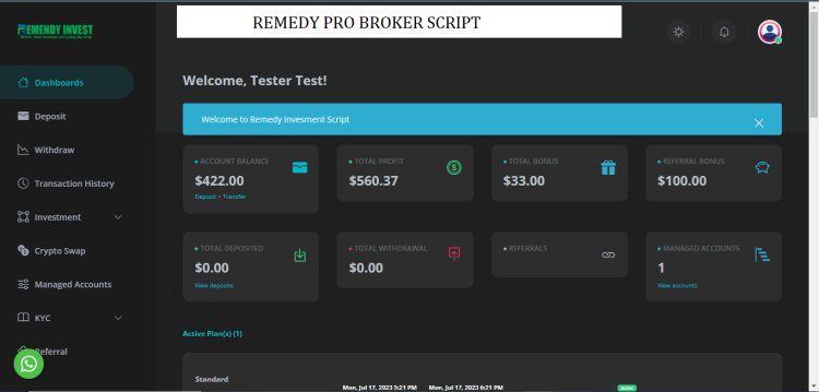 Remedypro- A Complete Automated Investment PHP Script, Broker Script ,Bitcoin Investment Script