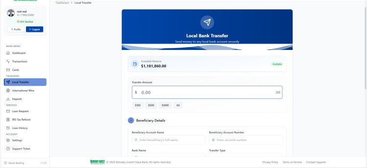 Grand Remedy Bank - The Ultimate Online Banking PHP Laravel Script